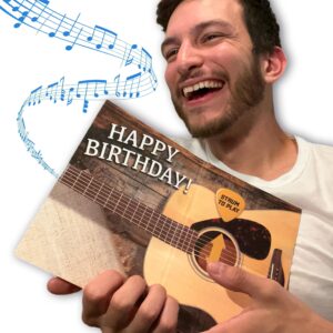 interactive music birthday card - playable musical birthday cards for men, unique gift for guitar players, drummers & pianist, musician friends & son, musical instrument touch to play (guitar)