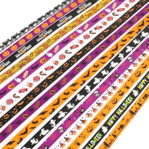 sannix 15 pcs halloween ribbon, 15 yards 3/8 inch halloween grosgrain ribbon ghost spider thin halloween ribbon bat pumpkin ribbons for diy crafts gift wrapping halloween decorations