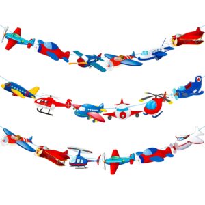 Airplane Party Banner Airplane Birthday Party Banners 3Pcs Aviation Party Cutout Banners Helicopter Hanging Decorations for Plane Theme Baby Shower Supplies