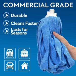 Matthew Microfiber Cloth Mop Compatible with Ceda Microfiber Cloth Mop Refill Commercial Mop Replacement 54" Stainless Steel Handle with 2 Wet Mop Heads w/1 Handle Incl.2Pcs Microfiber Cloth-Blue