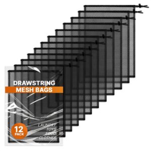 12pcs mesh laundry bags for delicates - 13x15.5 inch black drawstring bag washable laundry bag mesh stuff sack nylon mesh bag - sports equipment bag cloth bags drawstring backpack organizer small mesh