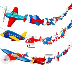 airplane party banner airplane birthday party banners 3pcs aviation party cutout banners helicopter hanging decorations for plane theme baby shower supplies