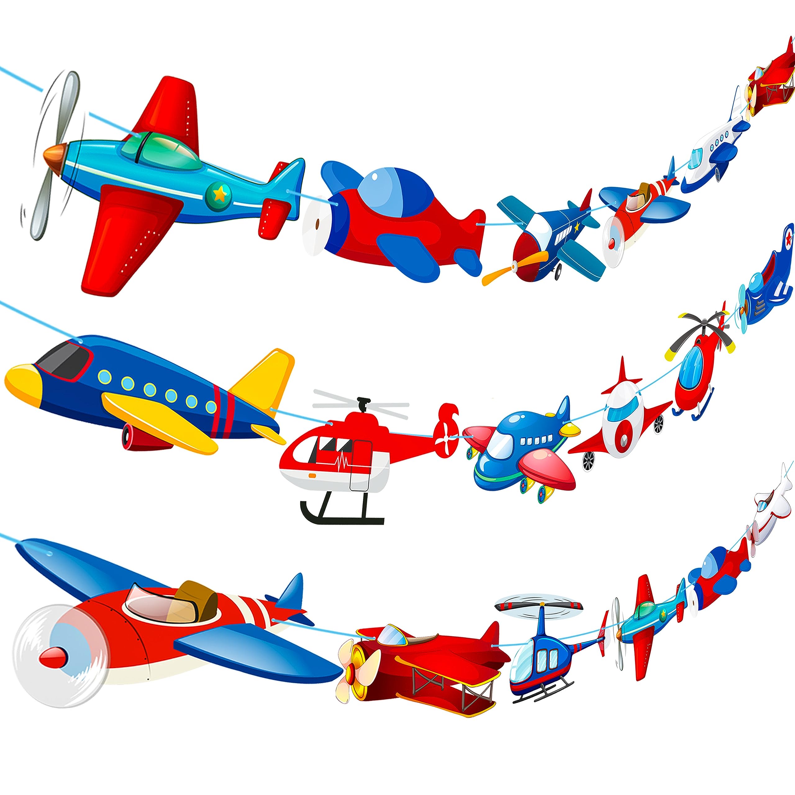 Airplane Party Banner Airplane Birthday Party Banners 3Pcs Aviation Party Cutout Banners Helicopter Hanging Decorations for Plane Theme Baby Shower Supplies