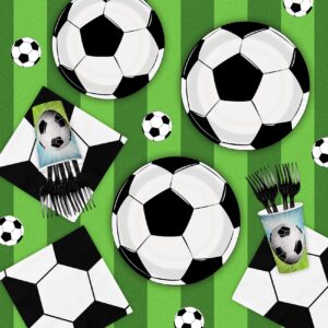 BQK 96 Pcs Soccer Plates and Napkins Party Supplies Soccer Paper Plates Soccer Birthday Party Decorations Soccer Party Favors Soccer Themed Birthday Party Supplies