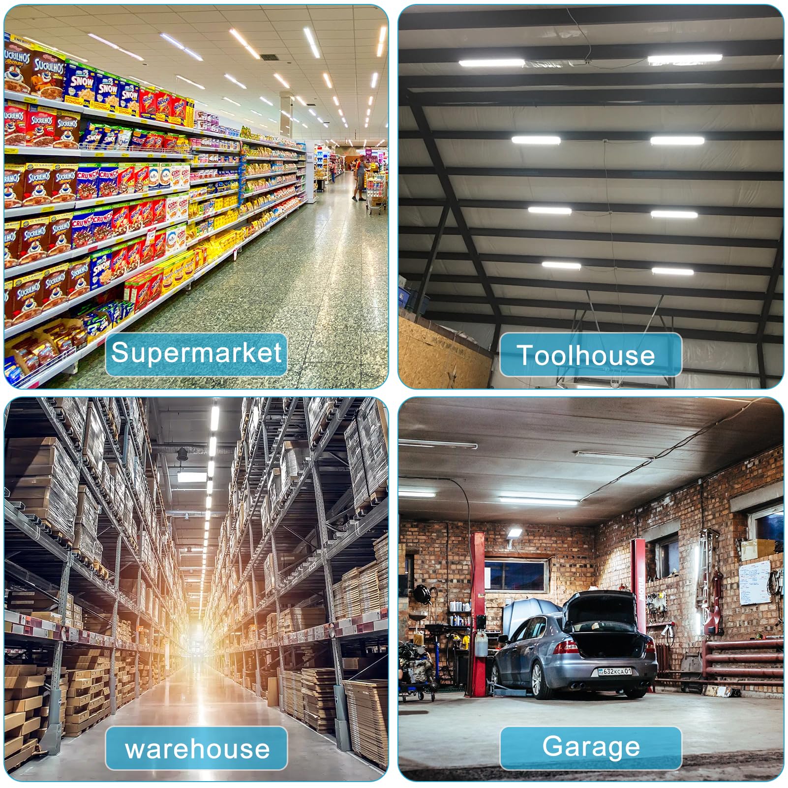 Lightdot 4FT LED High Bay Shop Light, 100-277V【Driver Equipped, 5 Years】 50W 7000LM [Eqv. 280W MH/HPS] 5000K 4' LED Shop Lights for Workshop Garage White-8Pack