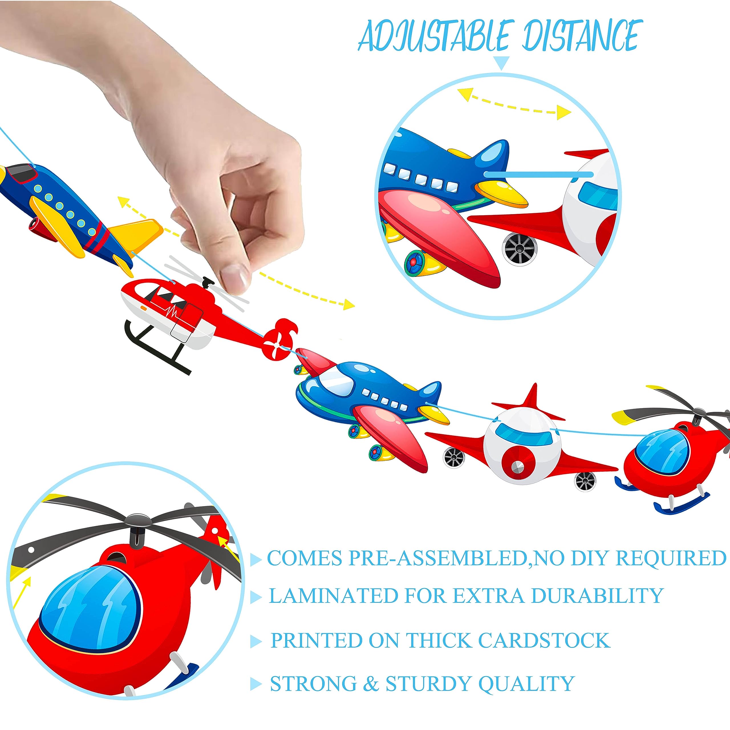 Airplane Party Banner Airplane Birthday Party Banners 3Pcs Aviation Party Cutout Banners Helicopter Hanging Decorations for Plane Theme Baby Shower Supplies