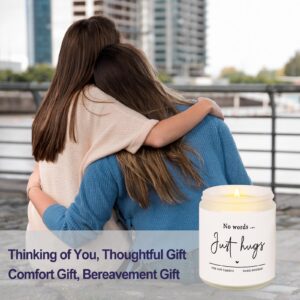 Shqiueos Sympathy Gifts for Loss of Loved One-No Words, Just Hugs Handmade 7oz Lavender Scented Candle, Bereavement Gifts, Thinking of You, Get Well Soon, Cheer Up, Comfort Condolence Candle