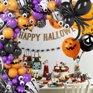 175Pcs Halloween Balloon Arch Kit, DIY Hallowen Party Supplies with Black Purple Orange Balloons for Party Decorations