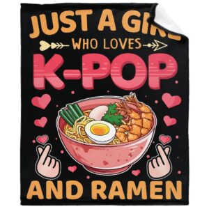 just girl who loves k-pop and ramen blanket super soft lightweight throw comfy fluffy quilt for bed sofa all seasons warm 50"x40" small for kids