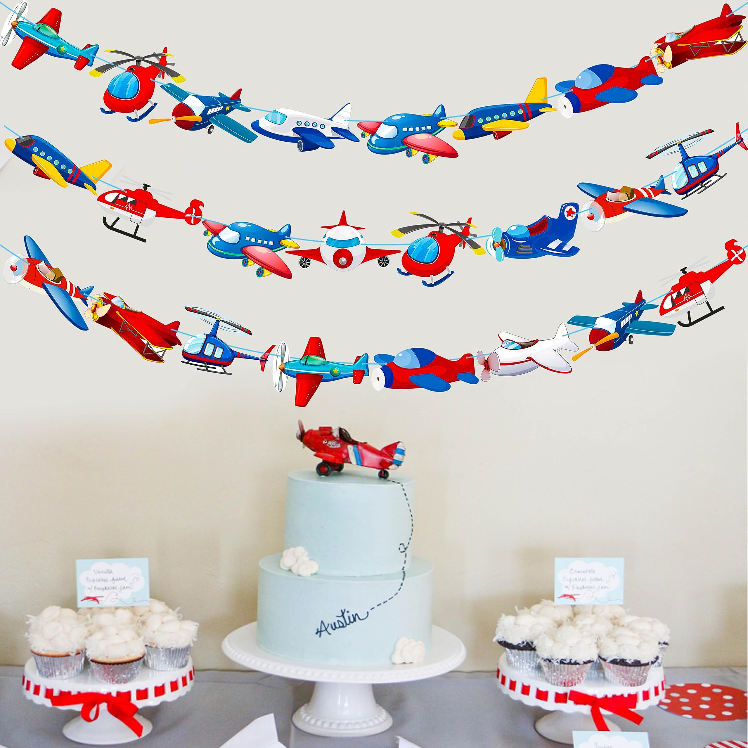 Airplane Party Banner Airplane Birthday Party Banners 3Pcs Aviation Party Cutout Banners Helicopter Hanging Decorations for Plane Theme Baby Shower Supplies