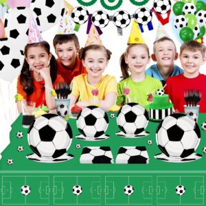 BQK 96 Pcs Soccer Plates and Napkins Party Supplies Soccer Paper Plates Soccer Birthday Party Decorations Soccer Party Favors Soccer Themed Birthday Party Supplies