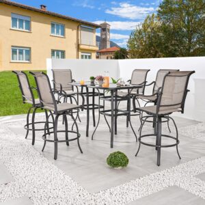 LOKATSE HOME Outdoor Swivel Bistro Stool Set of 6, Patio Metal Frame Furniture Textilene Bar Height Armchairs for Balcony, Poolside, Backyard, Garden