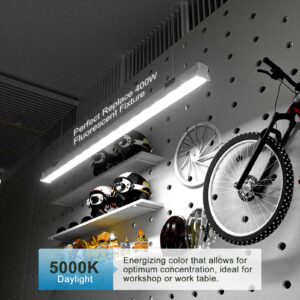 Lightdot 4FT LED High Bay Shop Light, 100-277V【Driver Equipped, 5 Years】 50W 7000LM [Eqv. 280W MH/HPS] 5000K 4' LED Shop Lights for Workshop Garage White-8Pack