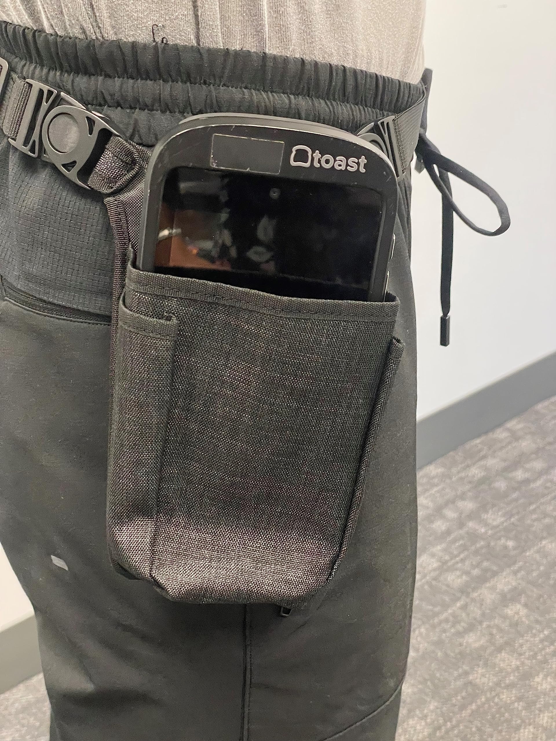 Square Payment Pouch with Sling/Waistbelt and Rugged Metal Belt Clip