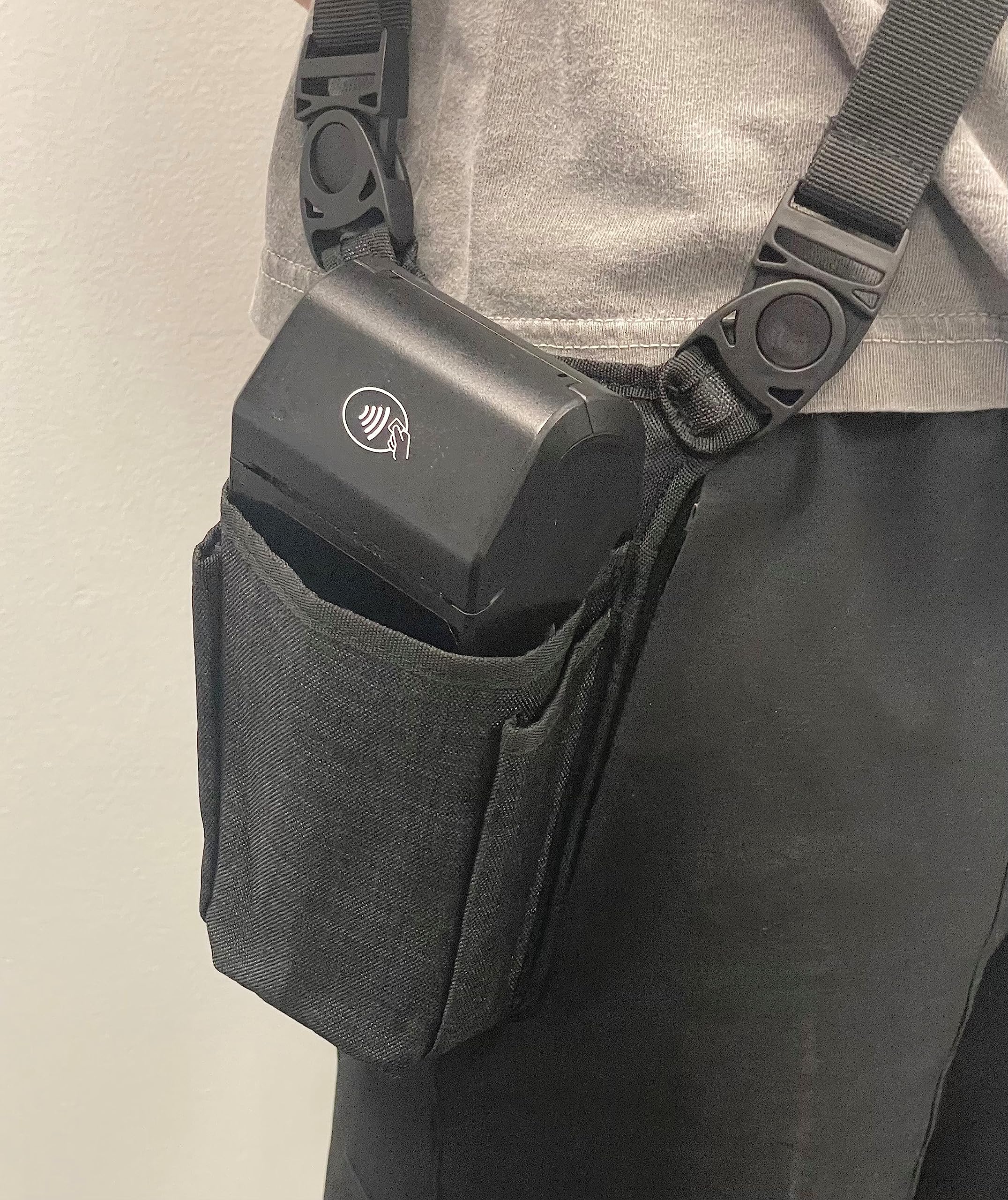 Square Payment Pouch with Sling/Waistbelt and Rugged Metal Belt Clip