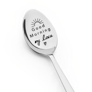 coffee spoons gifts for husband boyfriend anniversary bday gifts for girlfriend wife good morning my love spoon engraved gift for best friend friendship birthday christmas gifts