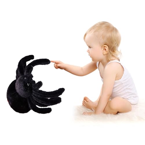 XItbyja Black Spider Pillow Cute Spider Plush Toys 9.8inch Animal Soft Fur Huggable Jumping Spider Plush,Halloween Stuffed Animal Gift Adorable Playtime Plush Toy,Super Soft Plush Doll Toy for Kids