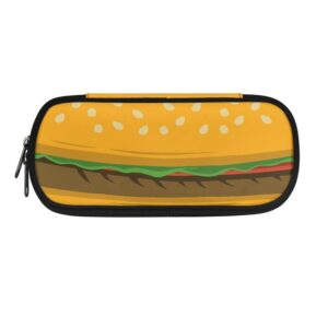 Rivatimrio Yummy Hamburger Burger Pencil Case for Girls Large Capacity Yellow Vivid Hamburger Pen Bags with Zipper Storage Organizer Bags Box Women for Office College