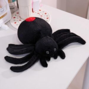 XItbyja Black Spider Pillow Cute Spider Plush Toys 9.8inch Animal Soft Fur Huggable Jumping Spider Plush,Halloween Stuffed Animal Gift Adorable Playtime Plush Toy,Super Soft Plush Doll Toy for Kids