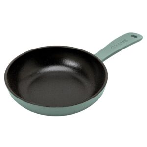 staub skillet z1027-844 skillet eucalyptus skillet 6.3 inches (16 cm) frying pan, enameled casting, iron, induction compatible, serial number included