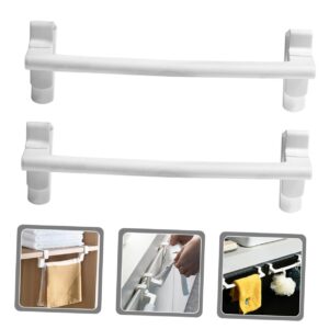 Towel Rack for Cabinet 2pcs no Drill Towel bar Over Door Rack Bathroom Towel Holder Punch Towel Rack Wall Mount Towel Organizer Towel Hanger Hanging abs Cabinet White