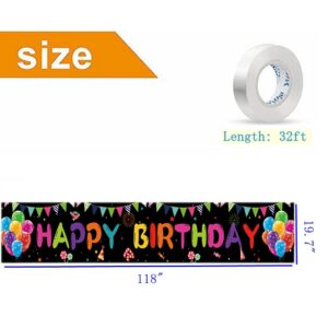 Happy Birthday Yard Banner 118x19.7 inches, Happy Birthday Decorations, Large Happy Birthday Yard Sign Backdrop, Birthday Party Outdoor & Indoor Decoration Banner