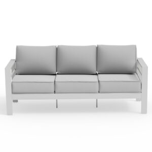 udpatio outdoor couch aluminum patio furniture sofa, 3 seats couch with 5" thick cushion and waterproof cover