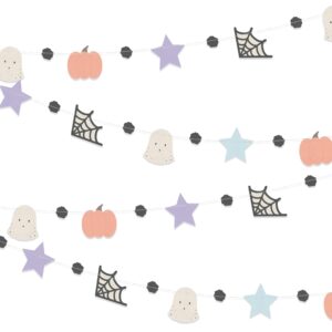 cheerland halloween garlands pastel pumpkin cute ghost banners photo booth backdrop decorations for themed birthday halloween party supplies - pack of 4