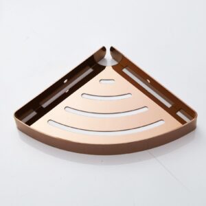 Bathroom Triangular Shelf, Toilet Corner Storage, Rose Gold Small Triangle Single Layer with Hook