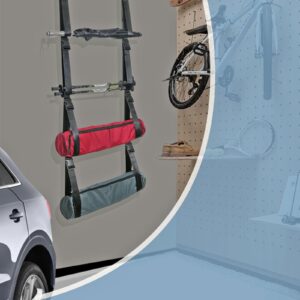 Camping Chair Wall Storage for Garage Adjustable Camping Chair Storage Rack Garage Organization Wall Mount with Quick Release Buckles Holds More Beach Chairs, Tents, Umbrella, Yoga Mats