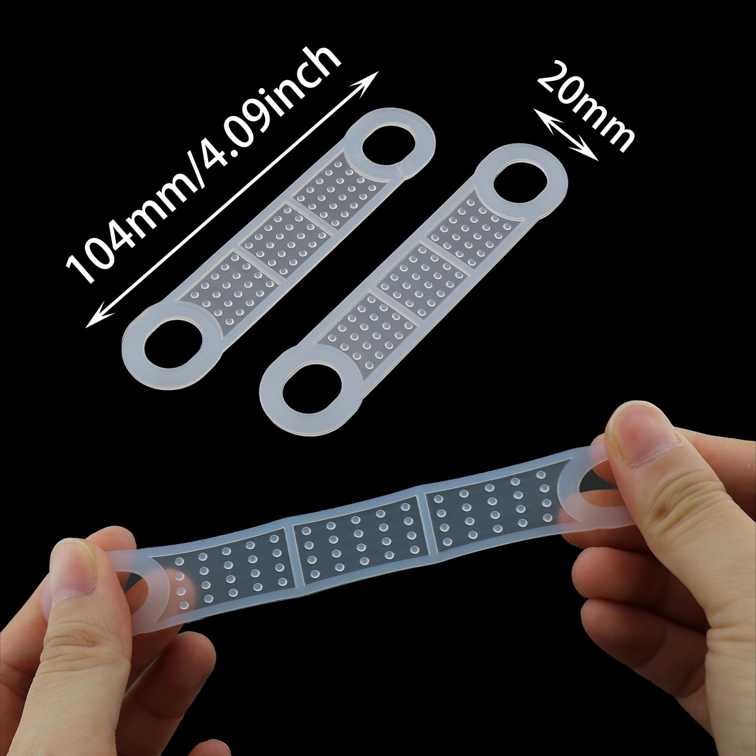 Clothing Hanger Grips DGZZI 50PCS 10.5x2cm Clear Non-Slip Rubber Clothes Hanger Strips with Two Holesfor Wood and Plastic Hangers