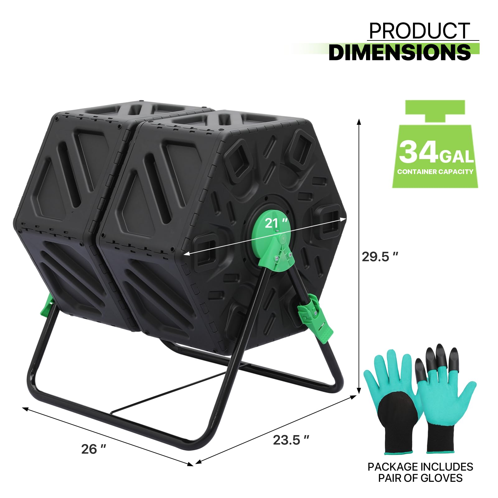 Magshion 2 x 17 Gal Dual Chamber Compost Tumbler from BPA Free Material, Outdoor All-Season Fast-Working High Volume Composter Tumbling Bin, Sliding Doors