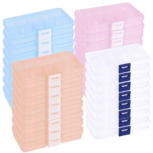 zoenhou 32 pack 10 grids plastic organizer container, colored plastic organizer storage box with adjustable dividers for jewelry bead earring fishing hook art crafts small accessories, 4 colors