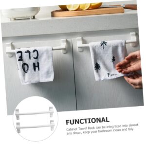 Towel Rack for Cabinet 2pcs no Drill Towel bar Over Door Rack Bathroom Towel Holder Punch Towel Rack Wall Mount Towel Organizer Towel Hanger Hanging abs Cabinet White