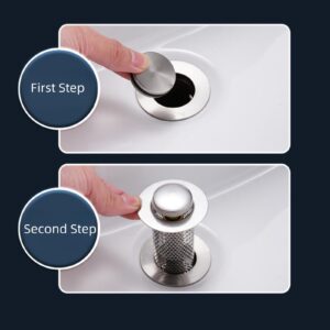 Homezo Sink Stopper with Basket - Upgraded Sink Stopper with Basket, Sink Stopper with Basket, Upgraded Bathroom Pop-up Drain Stopper and Strainer. (1 Long+1 Short)