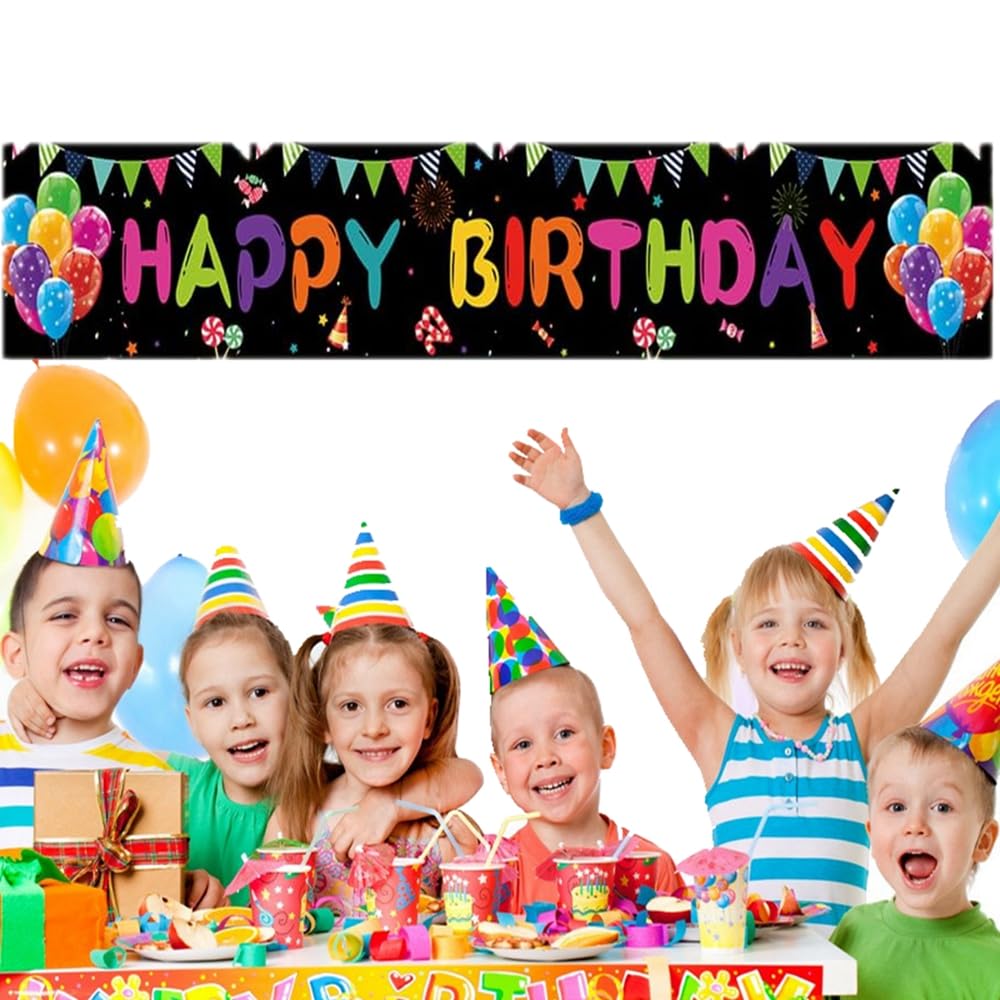 Happy Birthday Yard Banner 118x19.7 inches, Happy Birthday Decorations, Large Happy Birthday Yard Sign Backdrop, Birthday Party Outdoor & Indoor Decoration Banner