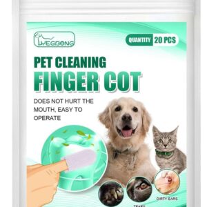 20PCS Teeth Cleaning Finger Wipes,Dog Eye WipesCleaning Wipes for Pet Teeth and Finger Covers, for Cleaning Teeth Ears and Eyes Suitable for Dogs and Cats Removes Dirt and Discharge