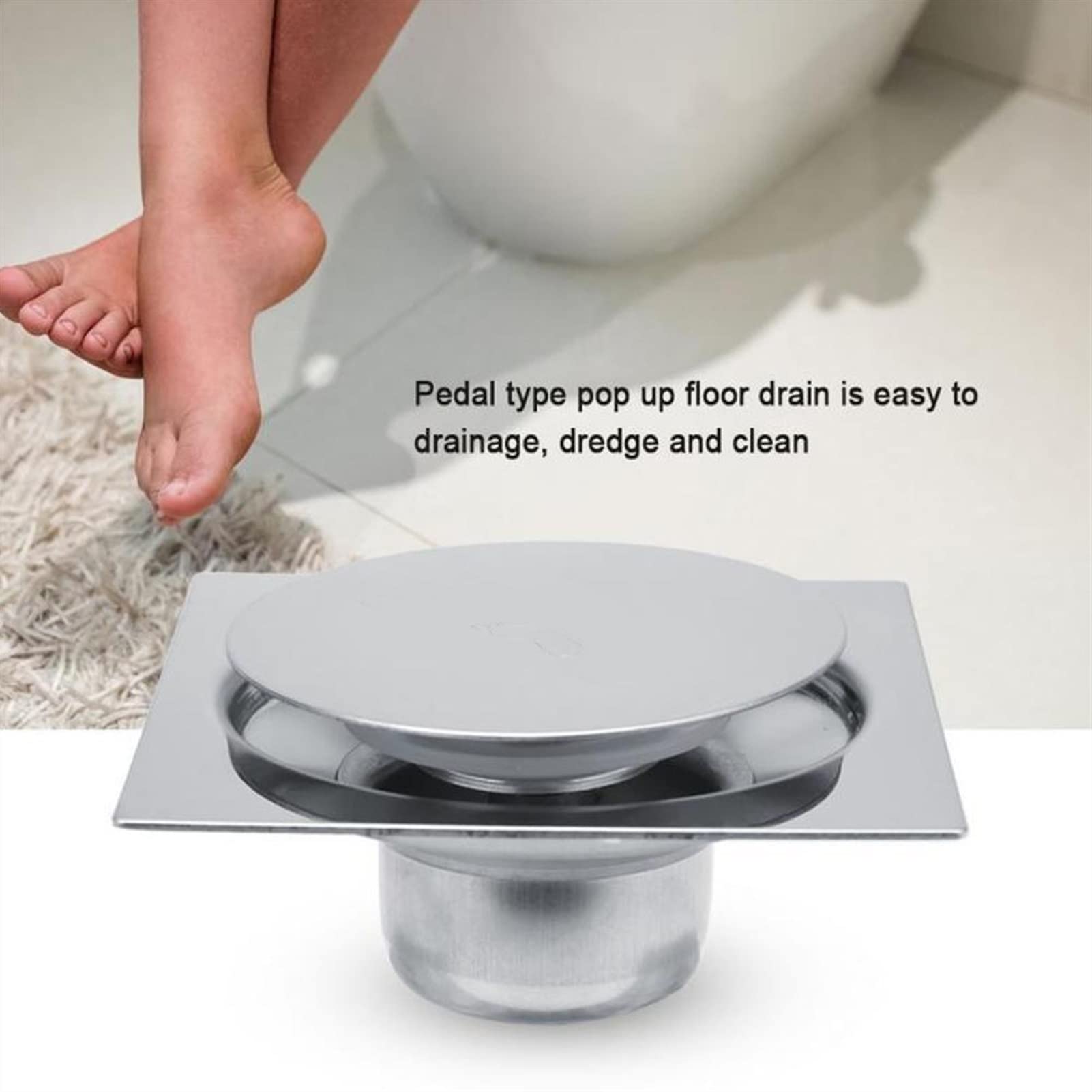 sink plug，sink plug strainer，sink plug replacement Sink Plug, Up Foot Floor Drain Anti-odor Bath Drains Push Down Deodorization Square Matte Shower Room Cover Plug 10 * 10cm for Bathroom and Kitchen (