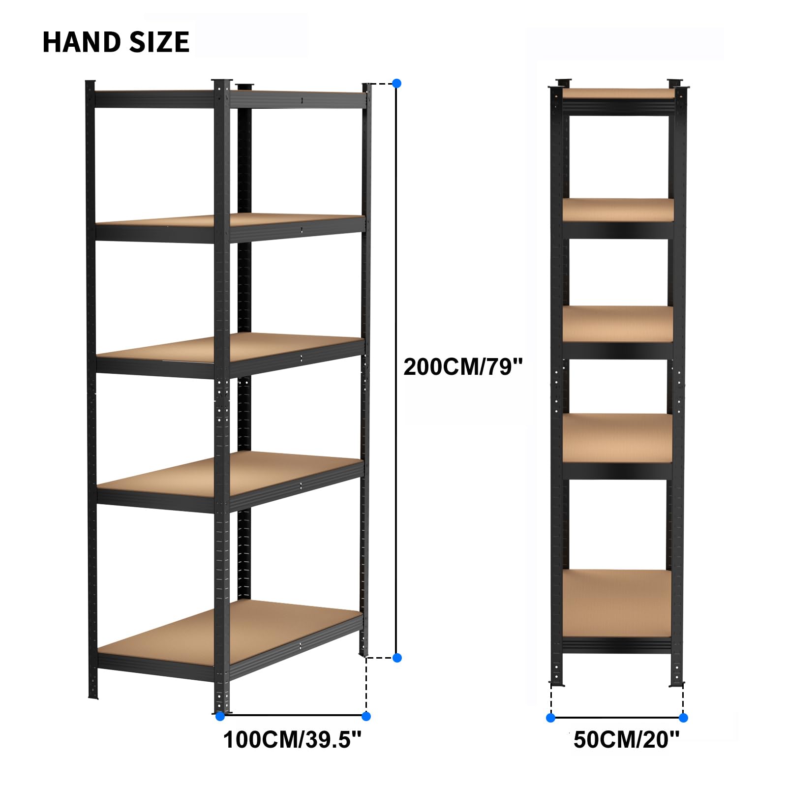 5-Tier Metal Shelving Unit - Black Utility Storage Racks - H 79" W 39.5" D 20", Adjustable Garage Storage Shelves - Boltless Assemble Heavy Duty Storage Shelves for Warehouse Pantry Basement Kitchen