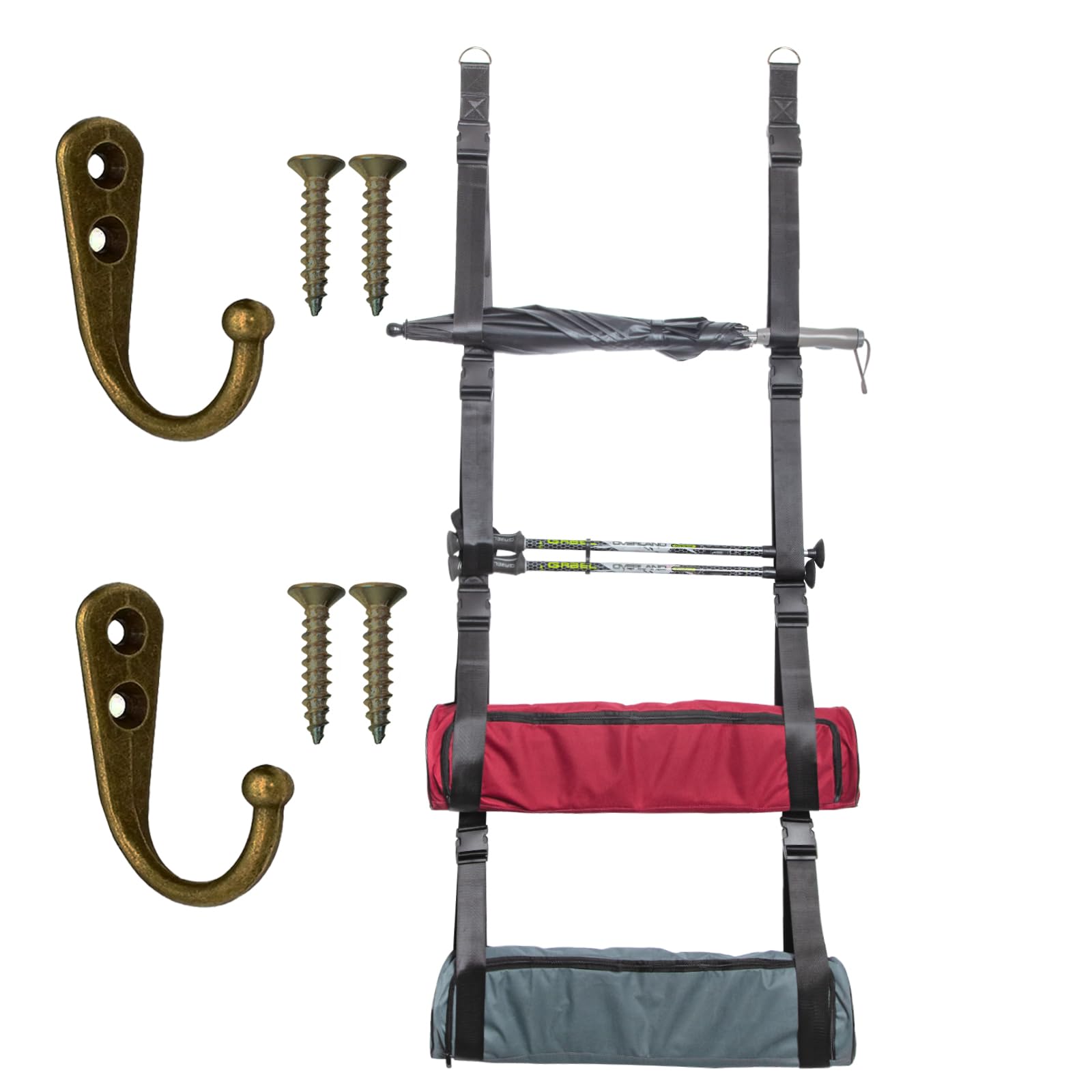 Camping Chair Wall Storage for Garage Adjustable Camping Chair Storage Rack Garage Organization Wall Mount with Quick Release Buckles Holds More Beach Chairs, Tents, Umbrella, Yoga Mats