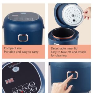 AMIEROUS 12V/24V Mini Rice Cooker, 2L Portable Travel Rice Cooker For Car/Truck, Small Rice Cooker with Steam Tray, Cooking Heating and Keeping Warm Function(Blue)