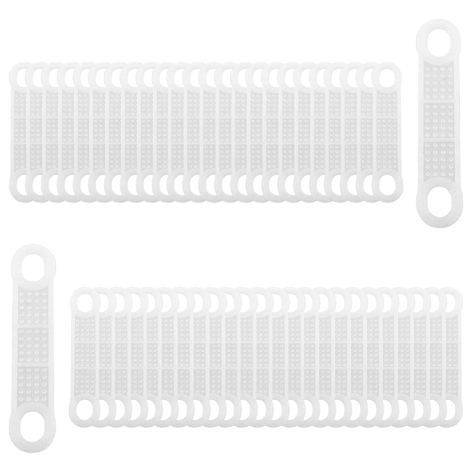 Clothing Hanger Grips DGZZI 50PCS 10.5x2cm Clear Non-Slip Rubber Clothes Hanger Strips with Two Holesfor Wood and Plastic Hangers