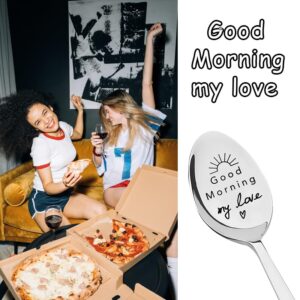 Coffee Spoons Gifts for Husband Boyfriend Anniversary Bday Gifts for Girlfriend Wife Good Morning My Love Spoon Engraved Gift for Best Friend Friendship Birthday Christmas Gifts