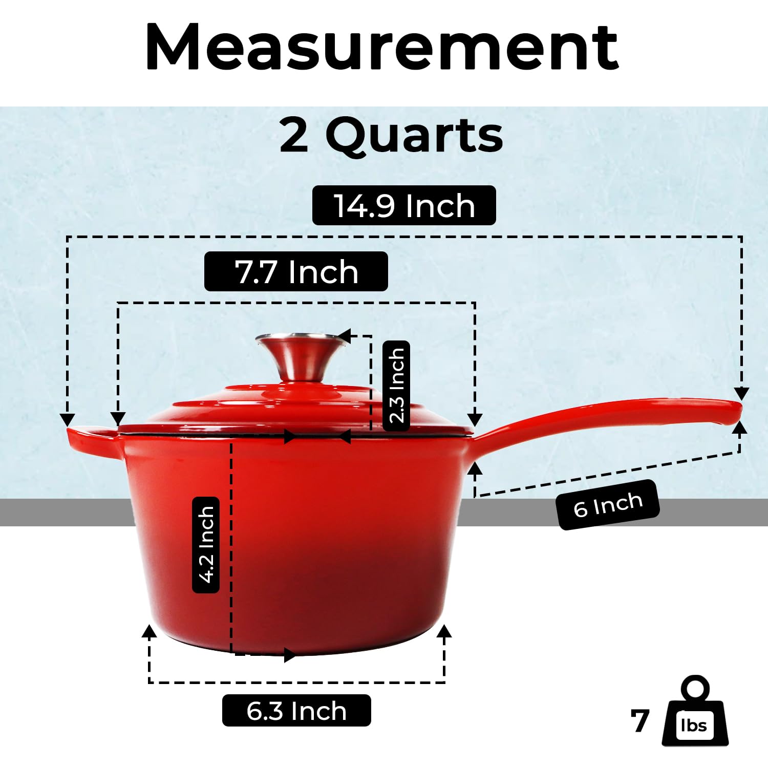 Healthy Choices Red Enameled Saucepan with Lid, 2 Qt,Mini Sauce Pan Pot, Single Serving of Pasta Sauce & Gravy, Perfect for Home Kitchen Restaurant Cooking, Easy to Clean, Suitable for All Cooktops