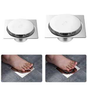 sink plug，sink plug strainer，sink plug replacement Sink Plug, Up Foot Floor Drain Anti-odor Bath Drains Push Down Deodorization Square Matte Shower Room Cover Plug 10 * 10cm for Bathroom and Kitchen (