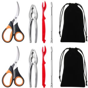 artcome 10 piece seafood tools set - 2 crab crackers, 2 lobster shellers, 2 crab forks, 2 seafood scissors and 2 storage bag