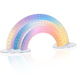 nihome 3-tier iridescent acrylic rainbow earring organizer, lightweight & durable design 140 holes for 70 pairs, unique front row for special earrings, 11.8" w x 6.25" h