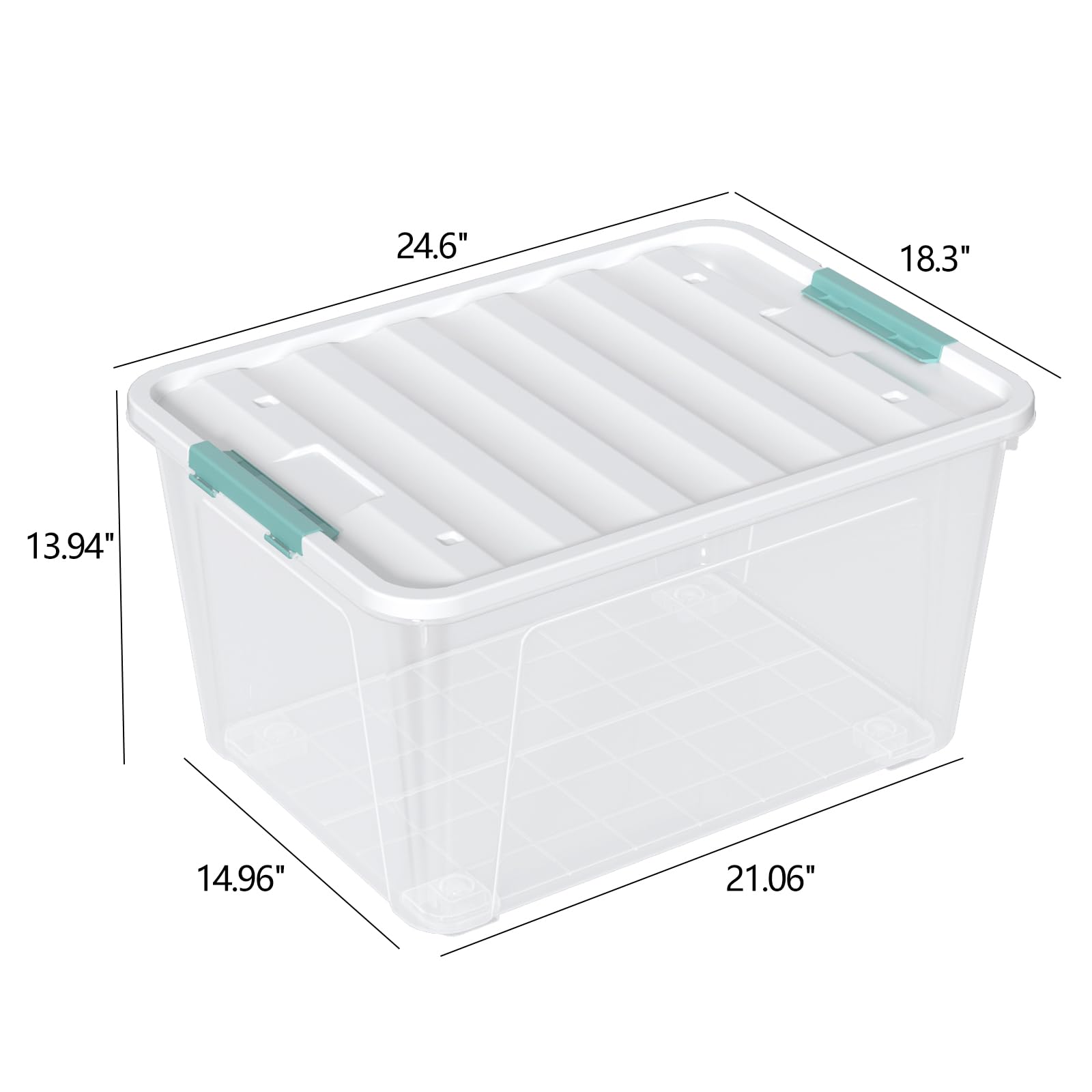 Doryh 4 Pack 85 Quart Latching Storage Box Bin, Large Storage Box with Wheels, Clear