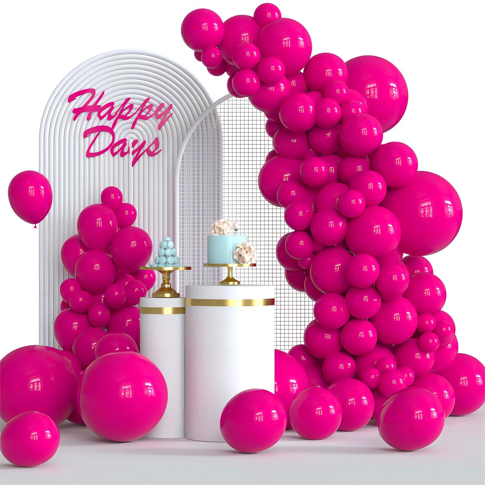 110pcs Hot Pink Balloon Garland Arch Kit, 18 12 10 5 Inch Different Sizes Pack Rose Pink Latex Party Balloon for Wedding Birthday Gender Reveal Valentine's Party Decorations