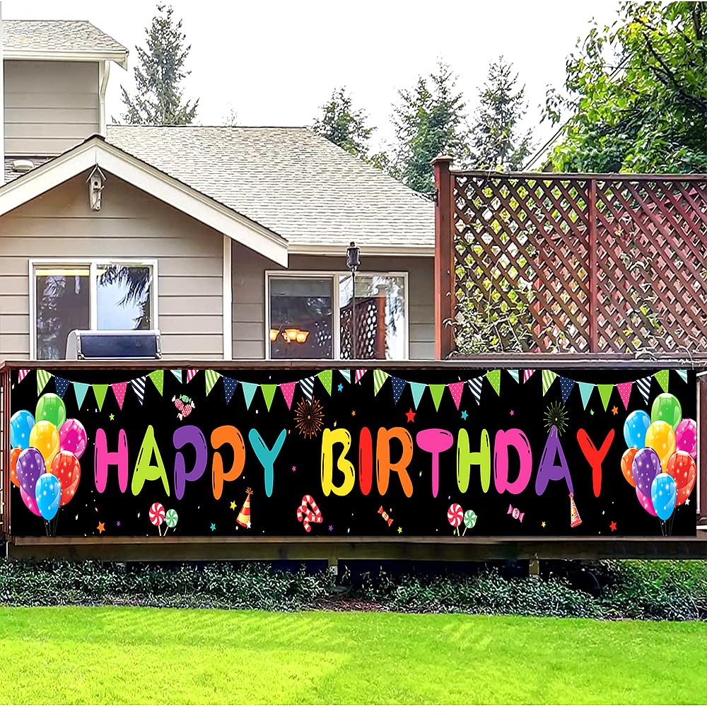 Happy Birthday Yard Banner 118x19.7 inches, Happy Birthday Decorations, Large Happy Birthday Yard Sign Backdrop, Birthday Party Outdoor & Indoor Decoration Banner